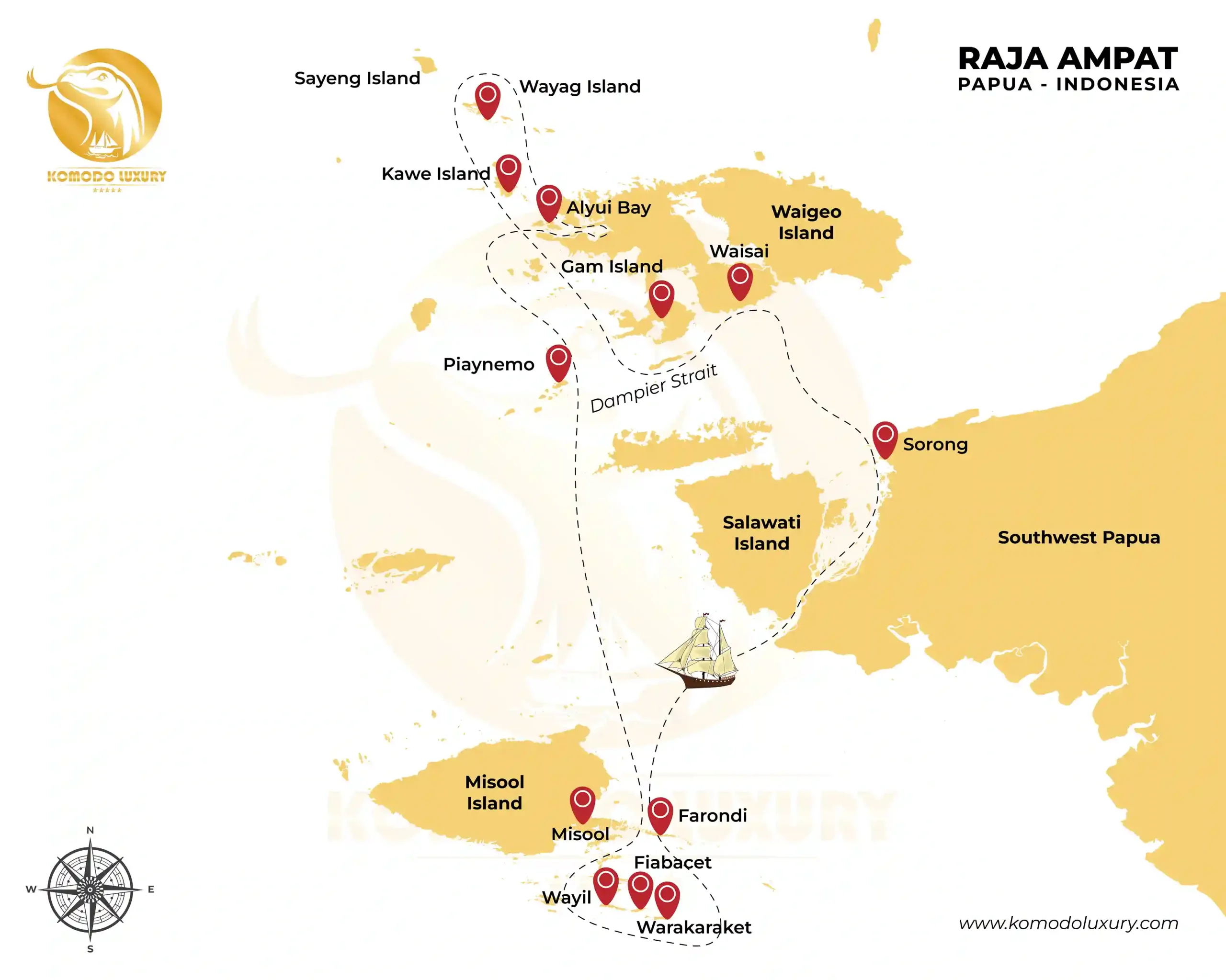 Raja Ampat Sailing Maps by Komodo Luxury