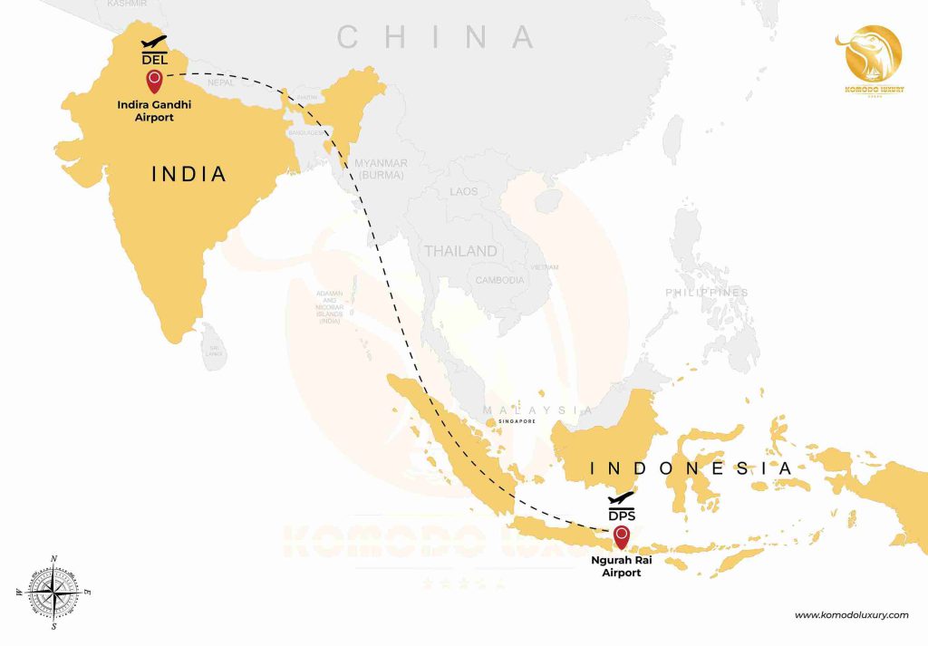 India to Bali Map