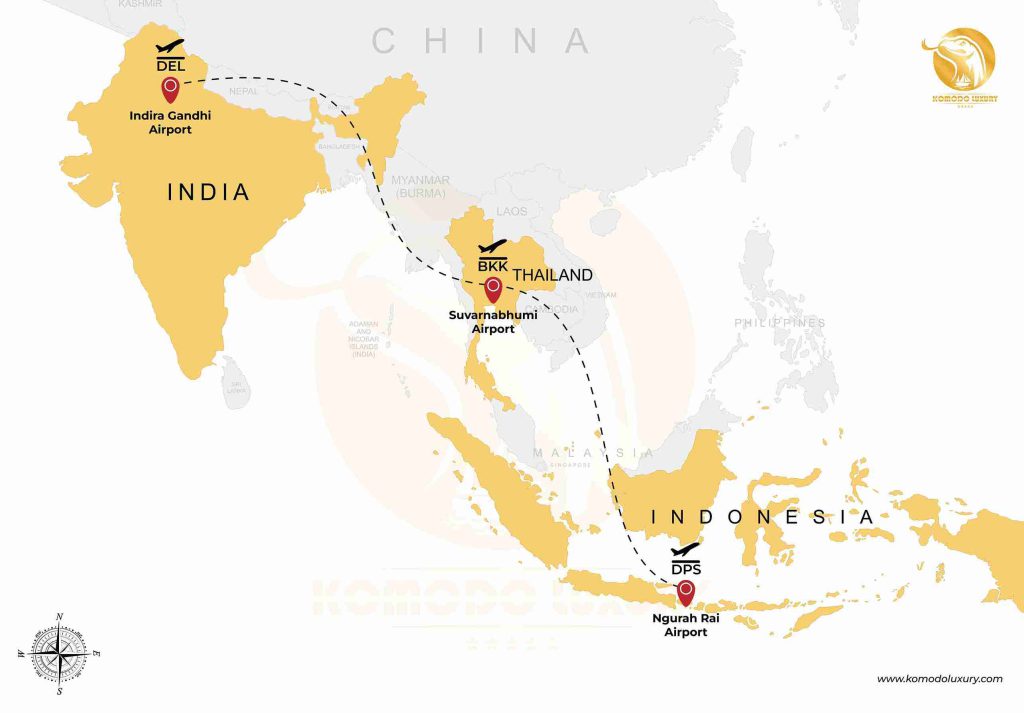 India - Thailand - Bali Map
