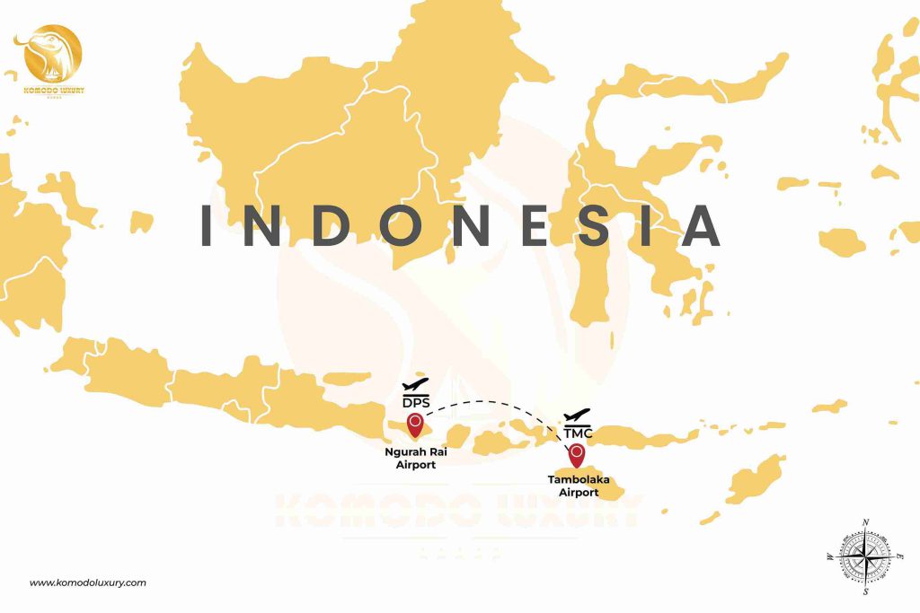 Ngurah Rai Bali to Tambolaka Sumba Airport Map