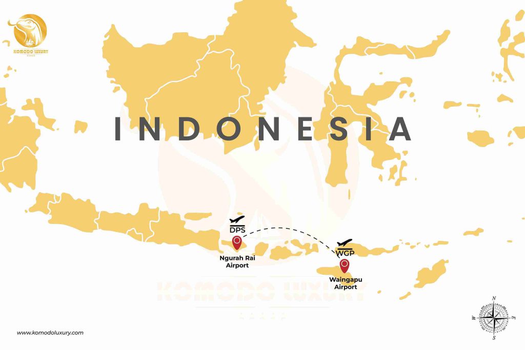 Ngurah Rai Bali to Waingapu Sumba Airport Map