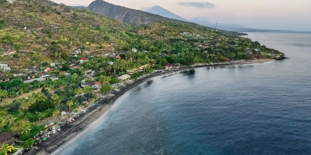 Drone View of Amed Beach, Bali