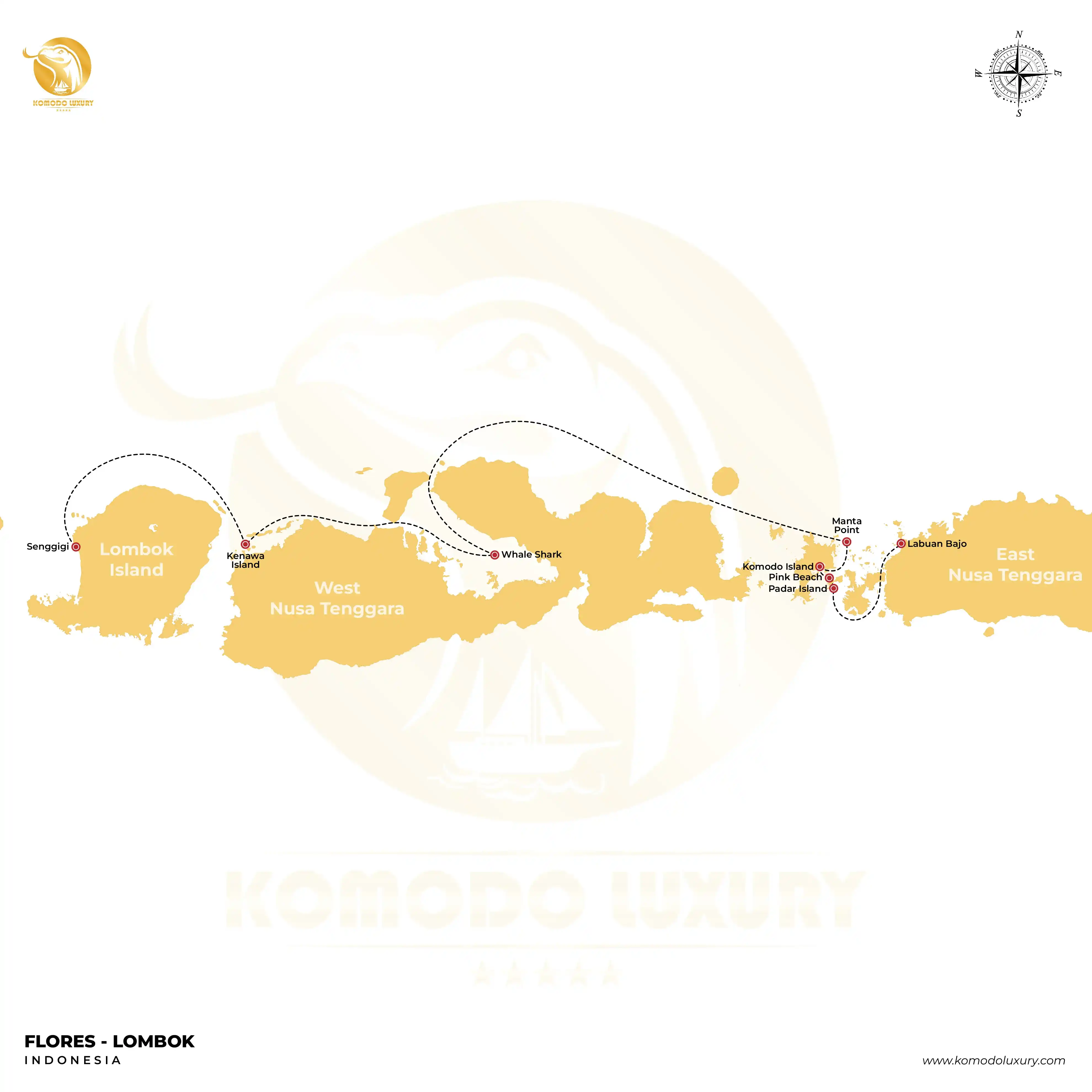 Flores to Lombok Map by Komodo Luxury