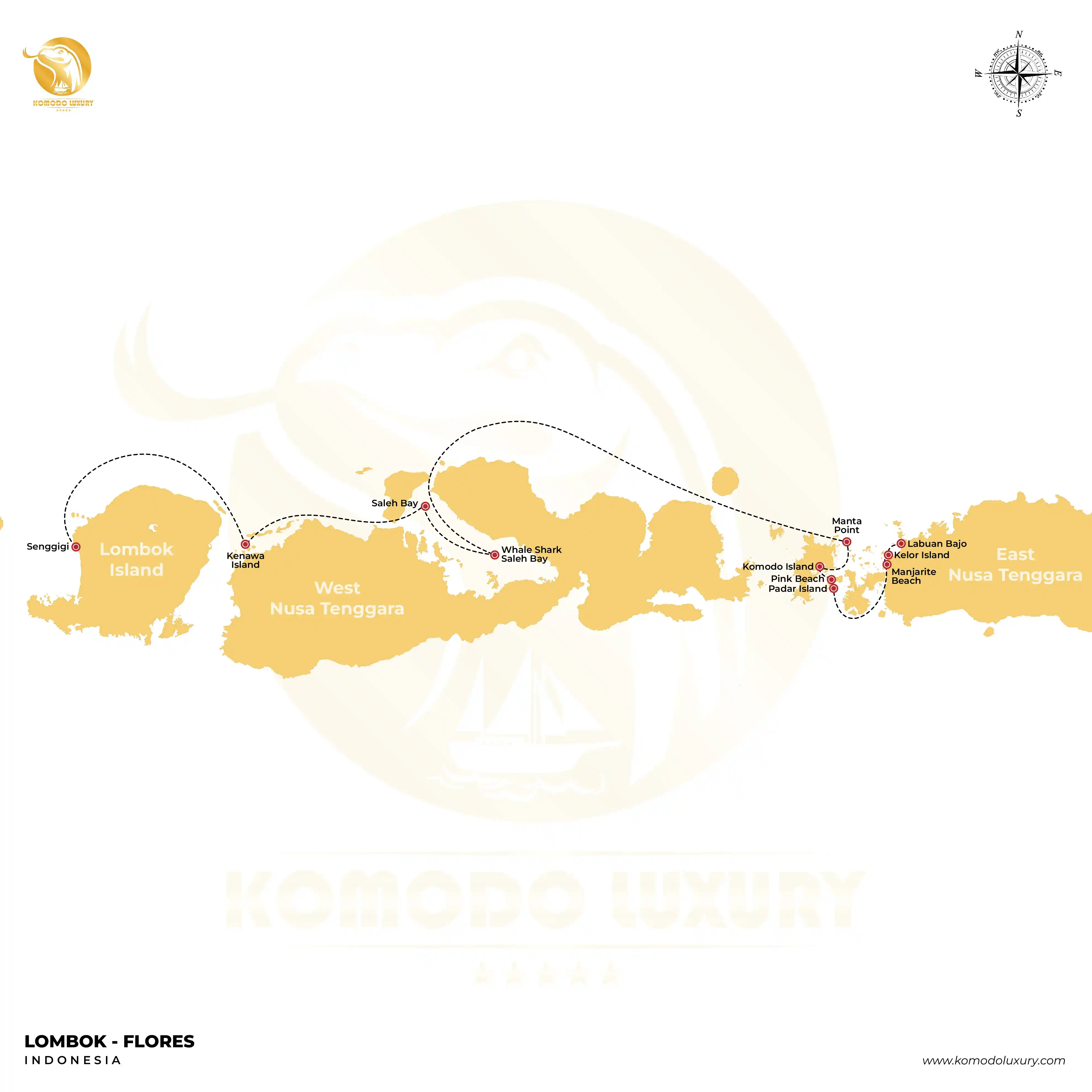 Lombok to Flores Map by Komodo Luxury