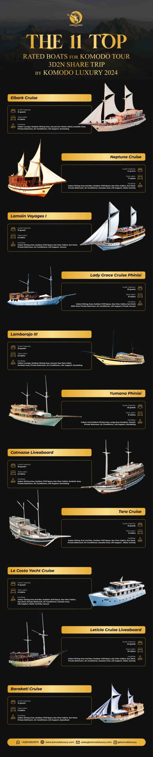 Infographic Top 11 Boats for Komodo Shared Trip - Komodo Luxury