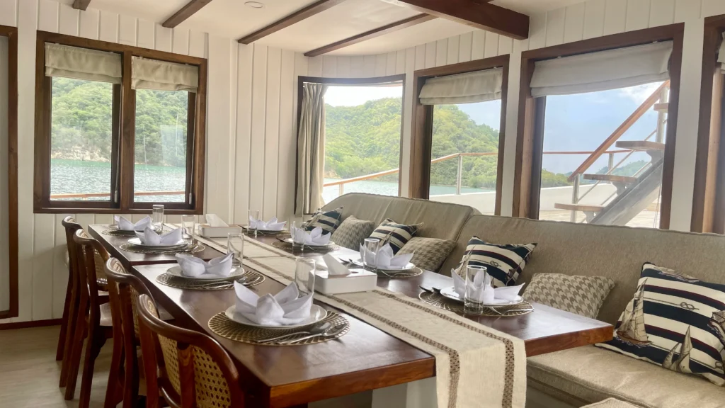 Indoor Dining Area in Le Costa Yacht Cruise - Komodo Luxury