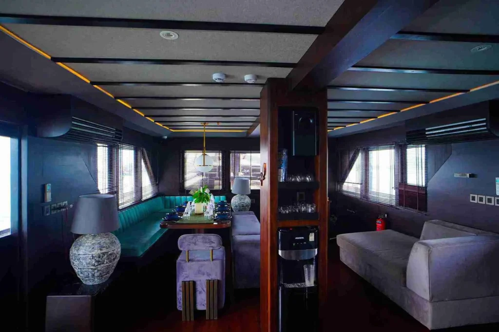 Indoor Dining Area in Nala Yacht Cruise - Komodo Luxury
