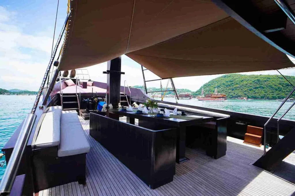 Nala Yacht Cruise Outdoor Dining Area - Komodo Luxury