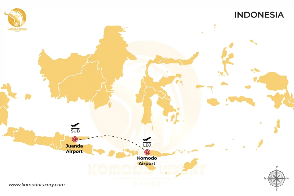 How to get to Komodo Island from Surabaya | from Surabaya to Komodo Island MAP - Komodo Luxury