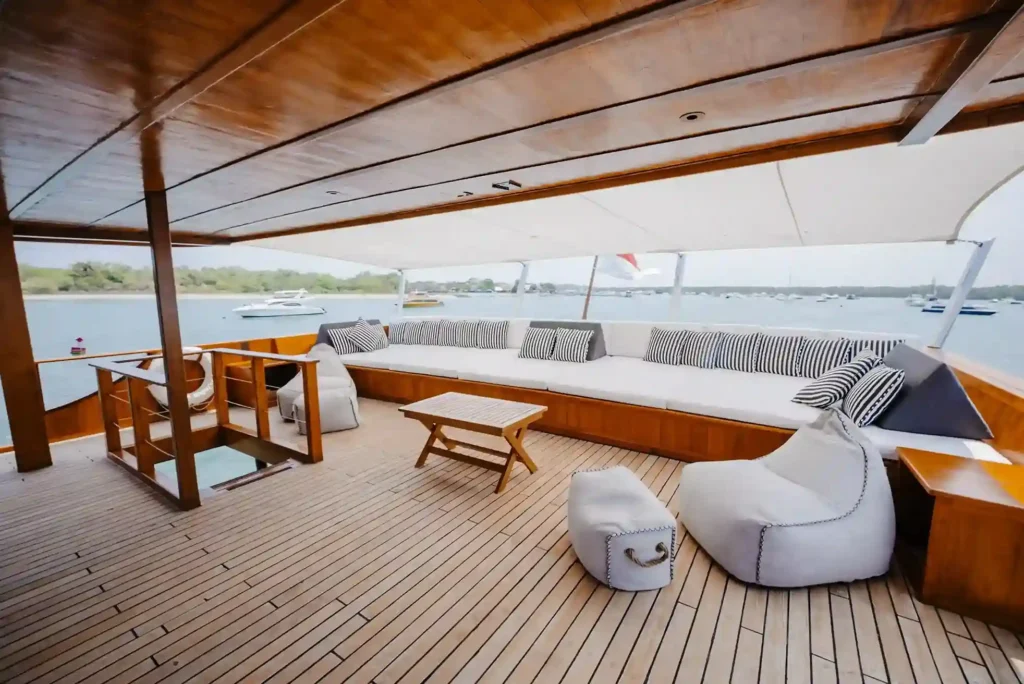 Outdoor Lounge Area in Rascal Voyages Yacht Cruise | Komodo Luxury