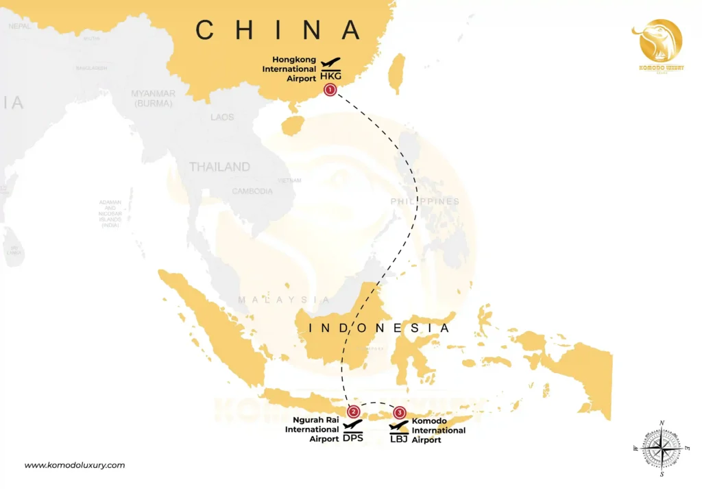 Hong Kong to Komodo Island via Denpasar | Komodo Luxury