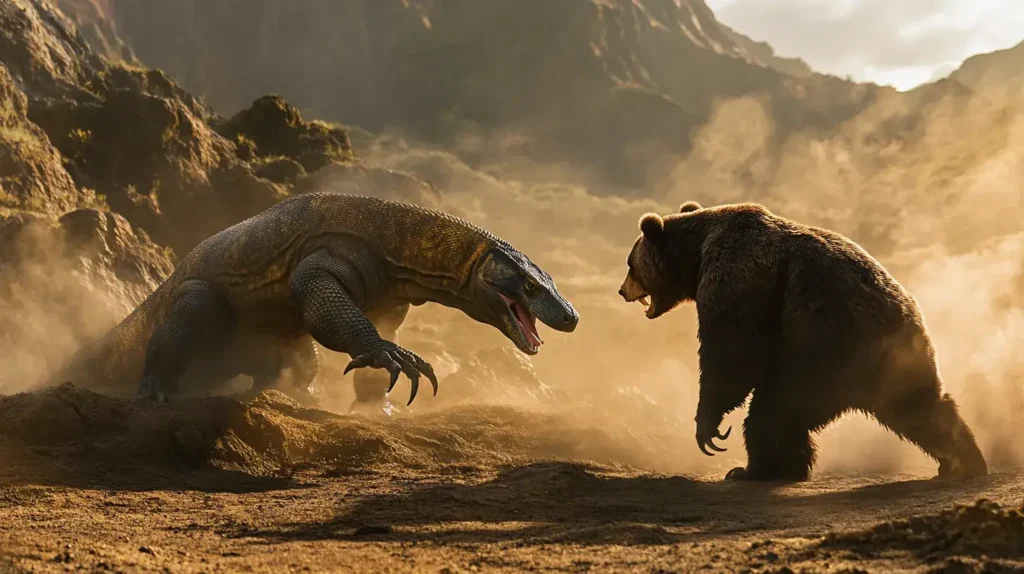 Komodo dragon vs Bear Illustration | Komodo Luxury