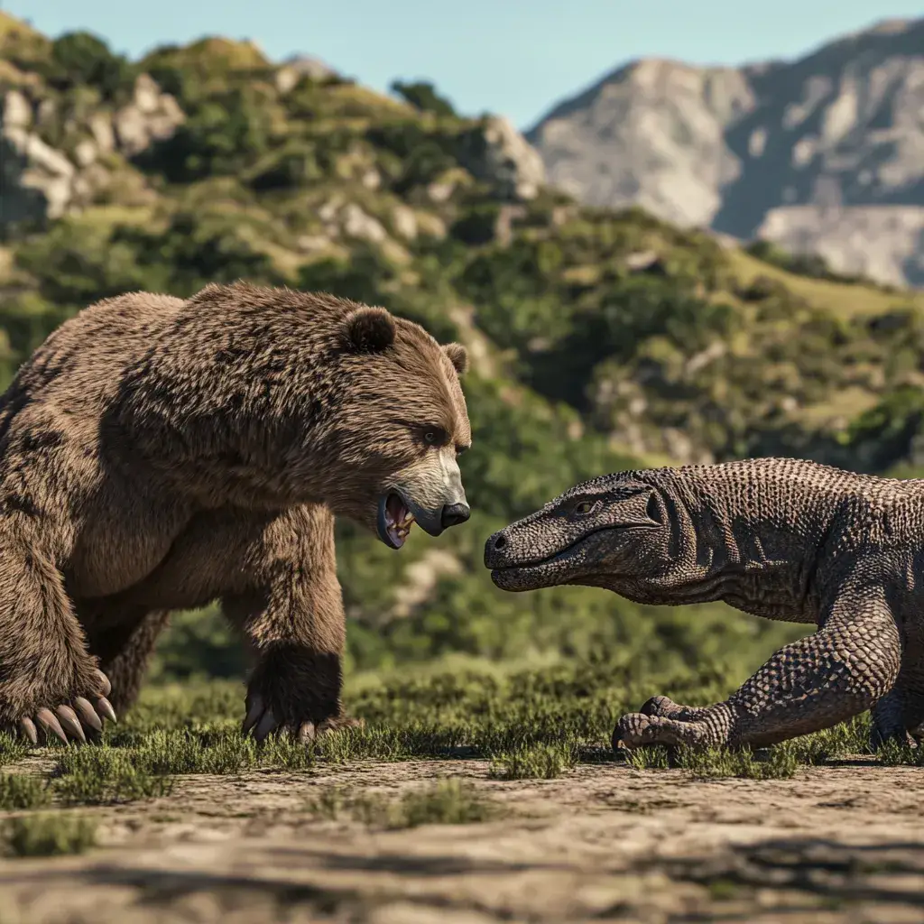 Komodo dragon vs Bear Illustration | Komodo Luxury