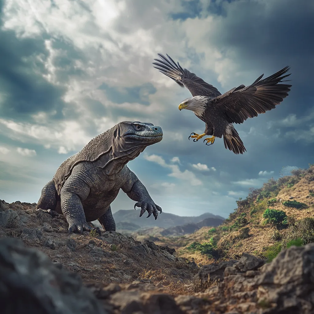 Komodo dragon vs Eagle Illustration | Komodo Luxury