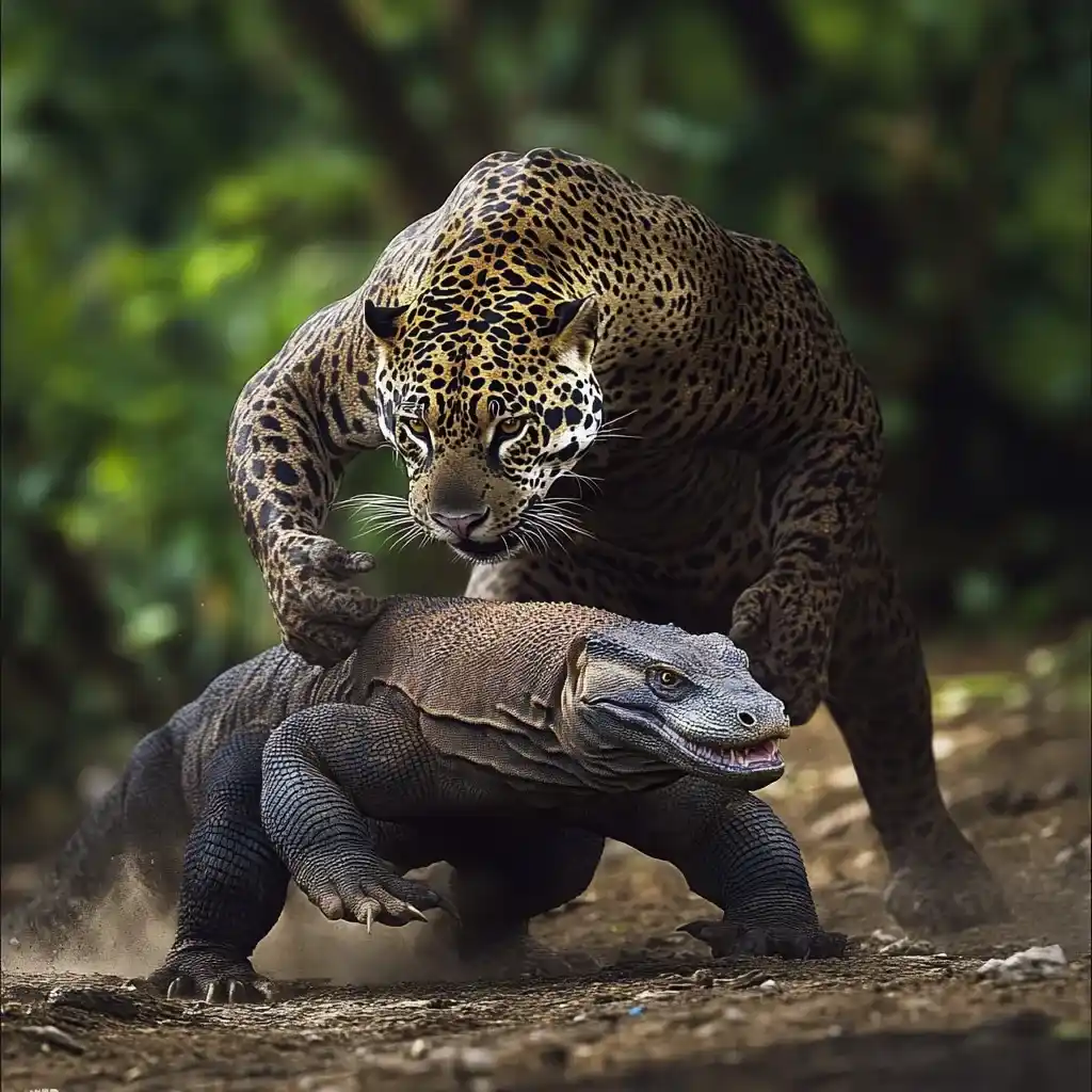 Komodo dragon vs Jaguar Illustration | Komodo Luxury