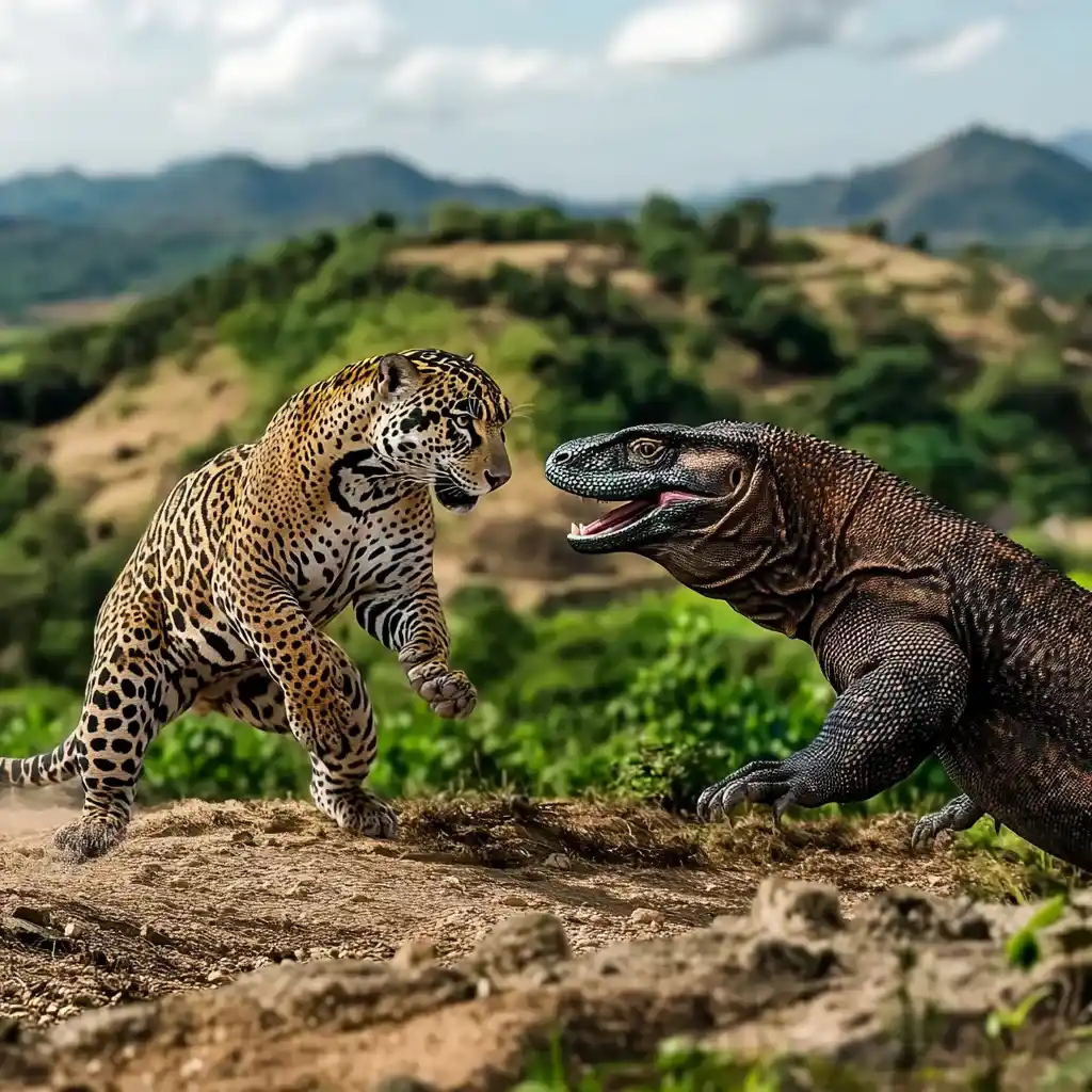 Komodo dragon vs Jaguar Illustration | Komodo Luxury