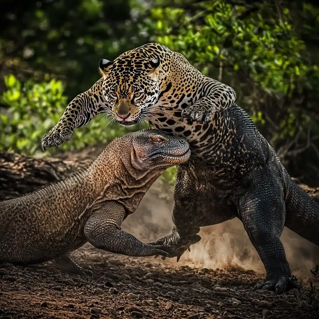 Komodo dragon vs Jaguar Illustration | Komodo Luxury