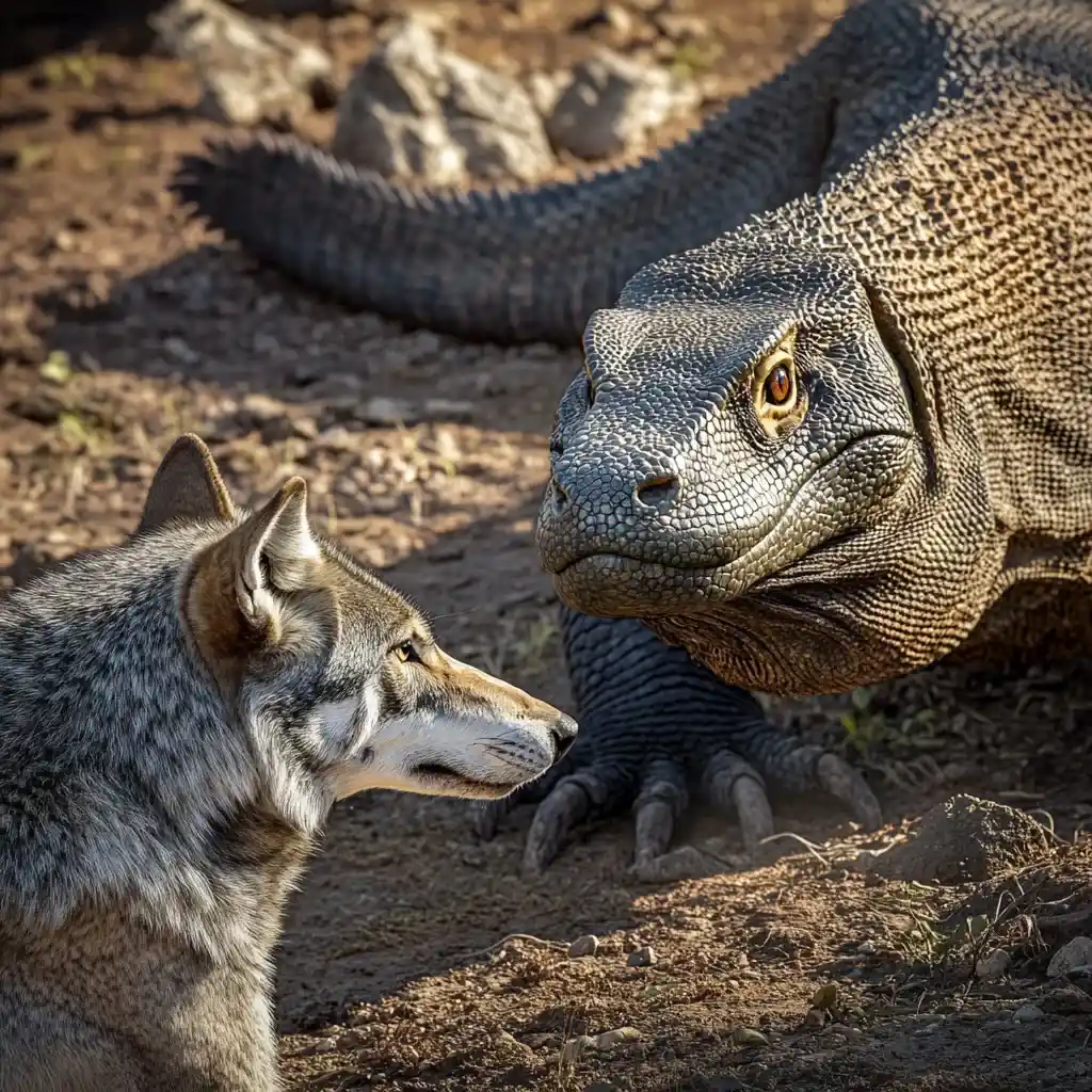 Komodo dragon vs Wolf Illustration | Komodo Luxury