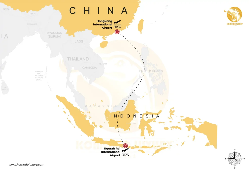 Direct Flight Hong Kong to Bali MAP | Komodo Luxury