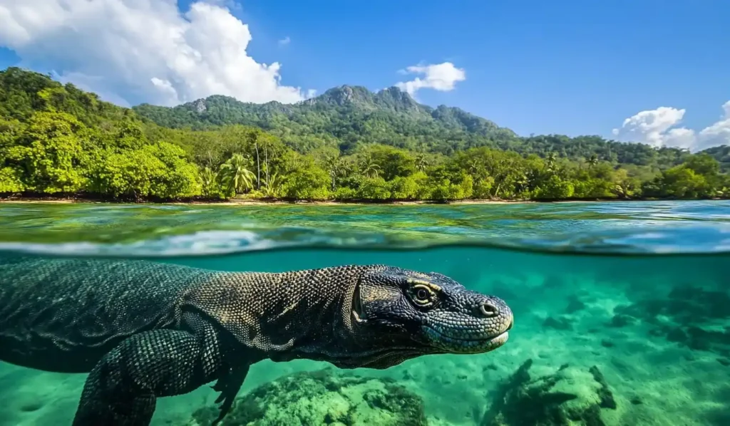 Komodo dragons are excellent swimmers | Komodo Luxury