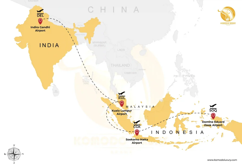 New Delhi to Raja Ampat | MAP | Komodo Luxury