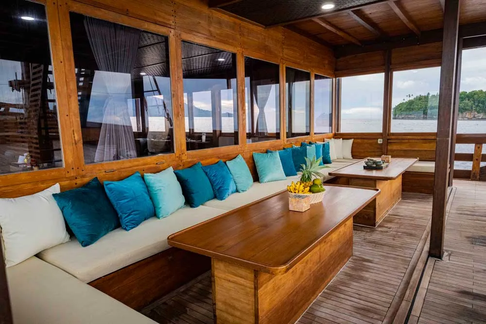 Outdoor Lounge on Neptune One Cruise Voyage Phinisi | Raja Ampat | Komodo Luxury