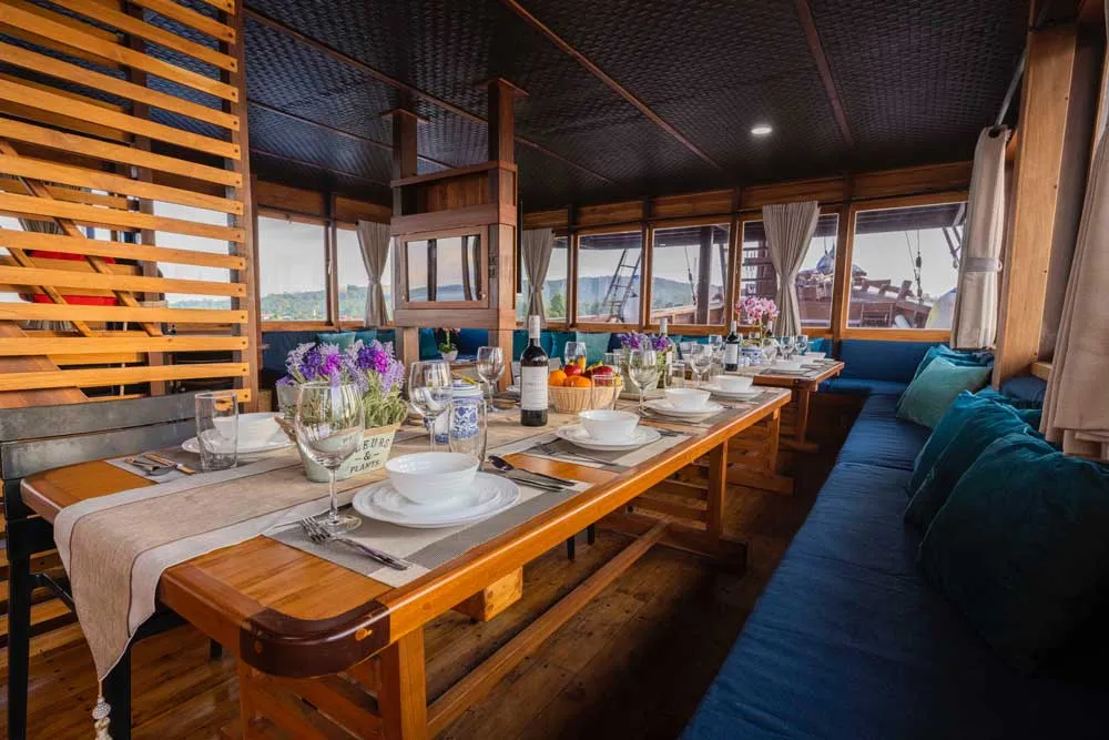 Table Set on Neptune One Cruise Voyage Phinisi | Raja Ampat | Komodo Luxury