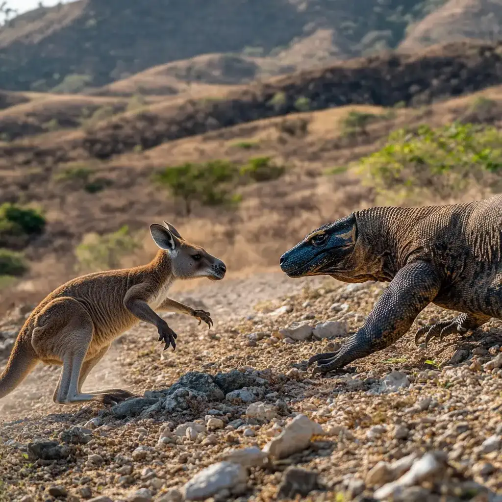 Komodo dragon vs Kangaroo | Illustration | Komodo Luxury