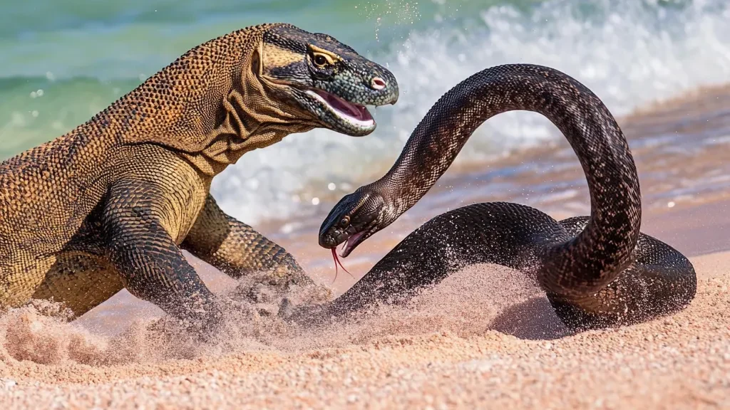 Komodo dragon vs Black Mamba | Illustration | Komodo Luxury