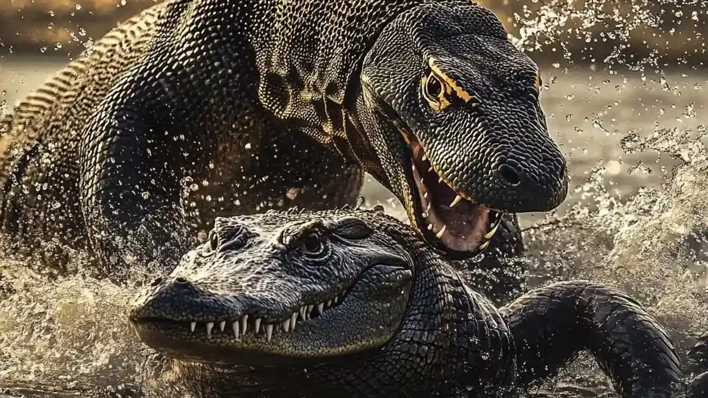 Komodo dragon vs Crocodile - Komodo Luxury