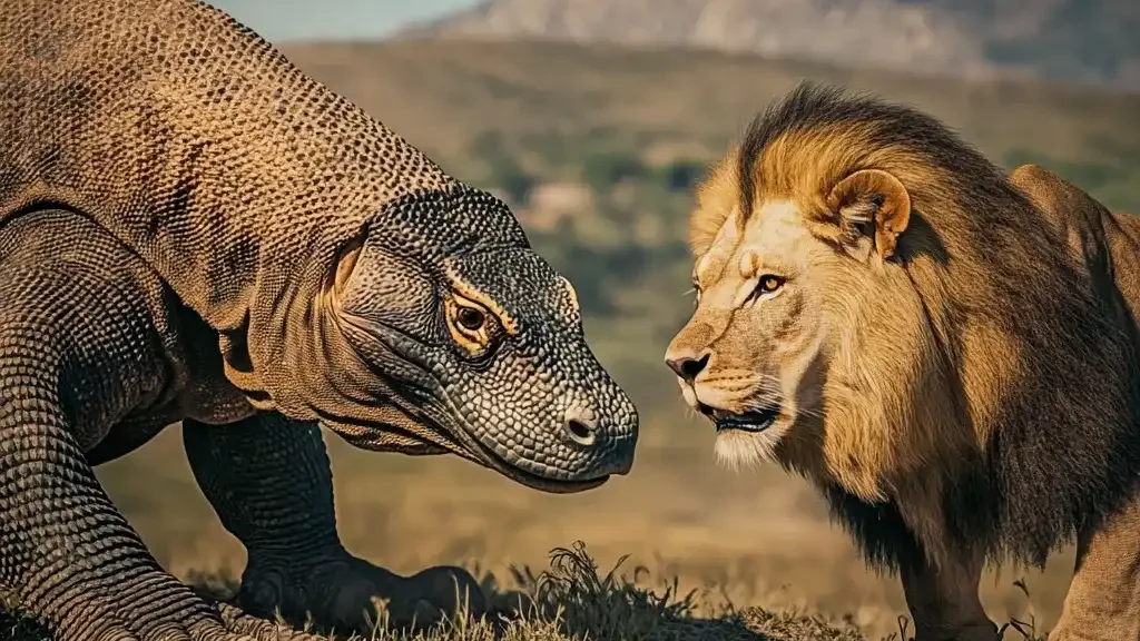 Komodo dragon vs Lion Illustration | Komodo Luxury