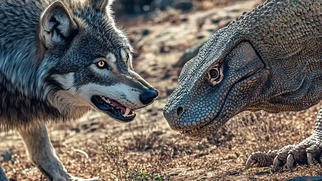 Komodo dragon vs Wolf Illustration | Komodo Luxury