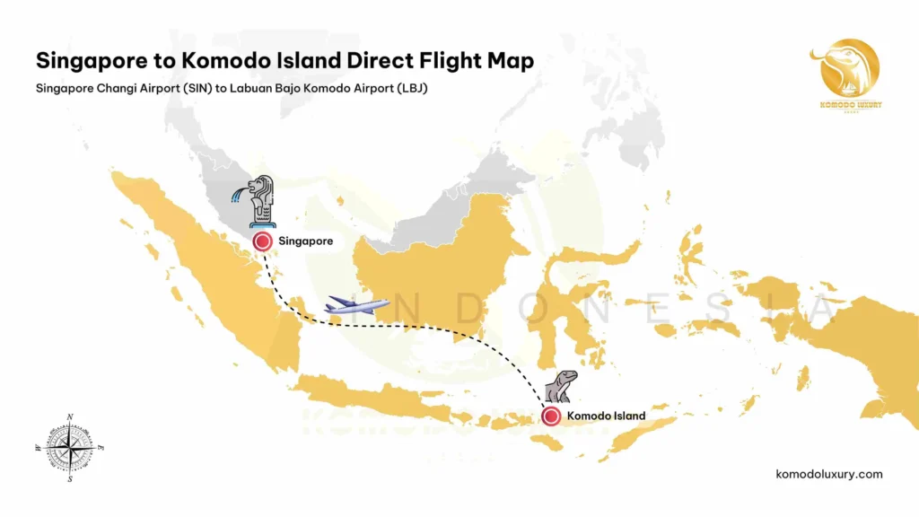 Singapore Changi Airport [SIN] to Komodo Airport [LBJ] Direct Flight MAP | Komodo Luxury